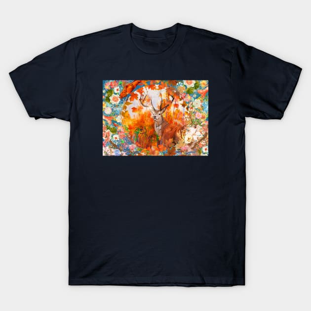 Autumn Deer T-Shirt by Phatpuppy Art